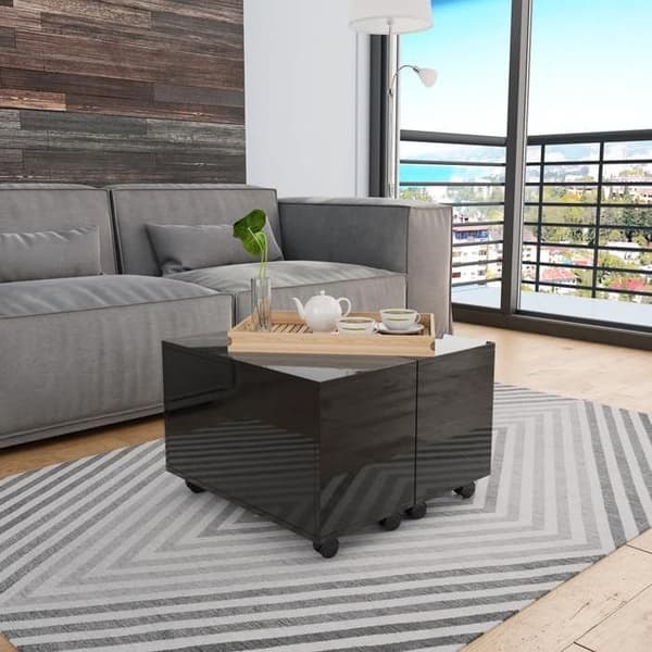 Maison Exclusive - Sort blank bord 60x60x35 cm Ingeniørtræ Svart