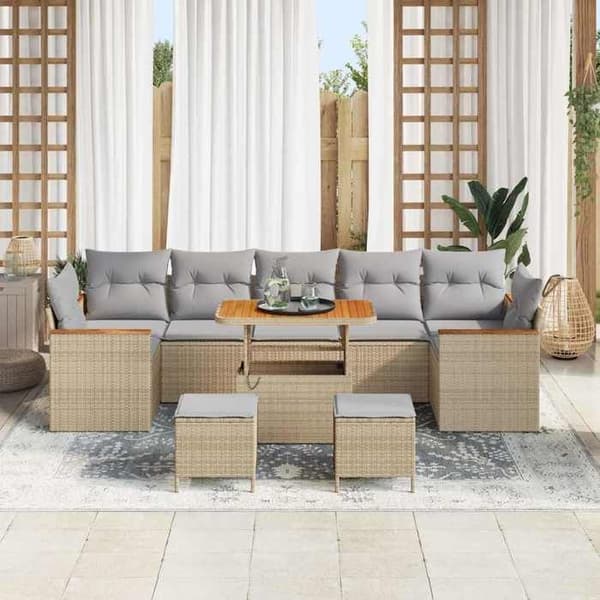 Trädgårdsmöbler - EXKLUSIVT HEM - 7 platser - Beige - Modulär - Justerbart bord beige