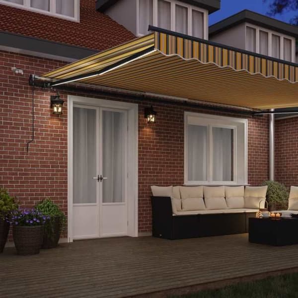Maison Exclusive - Elektrisk markis med LED och sensor 5 x 3,5 m Flerfärgad