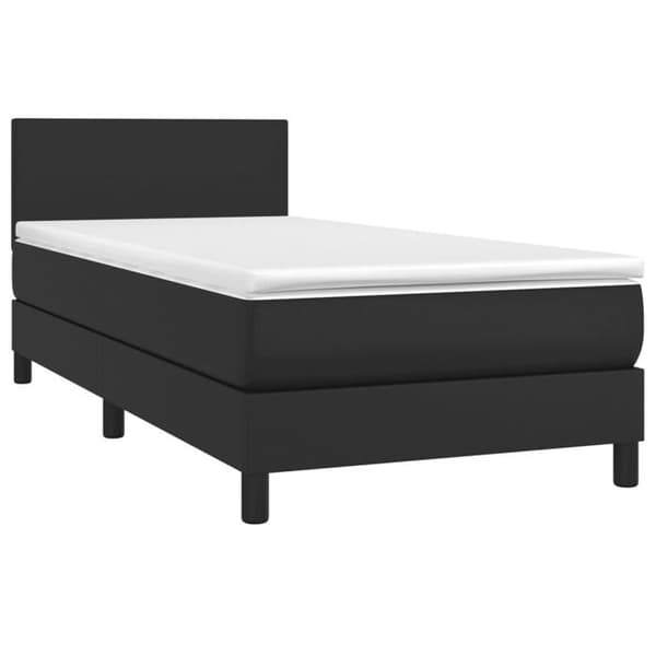 Maison Exclusive - Sengebund med lameller og madras samt LED Sort 90x190 cm