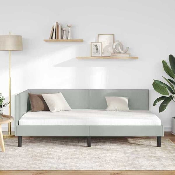 Maison Exclusive - Ljust grått hörnsängram 90 cm x 200 cm Sammet