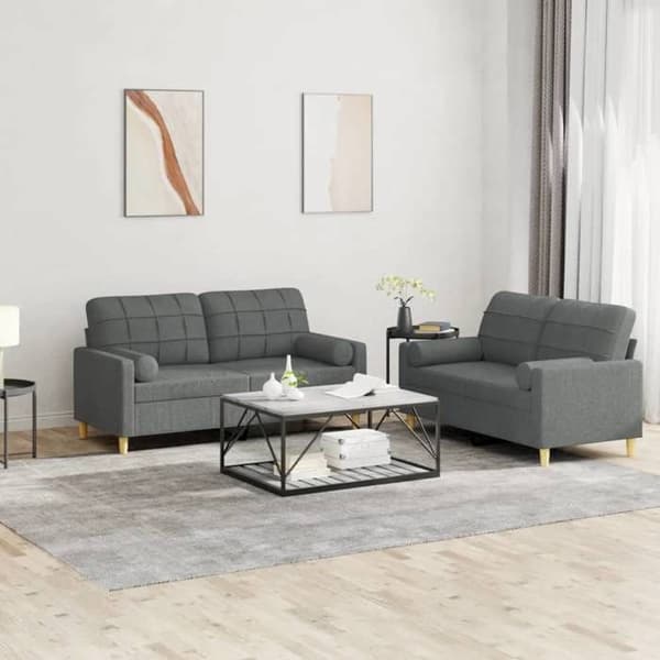 Maison Exclusive - 2 kpl tummanharmaita tyynyjä sisältävä sohvasetti Mörkgrå