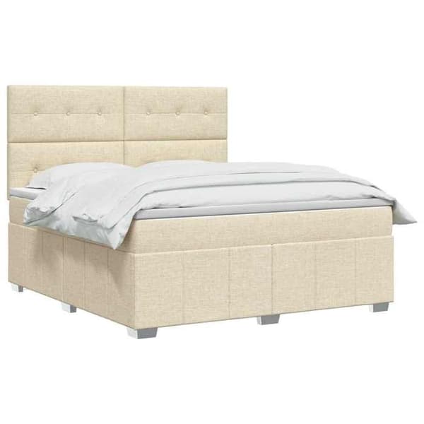 Maison Exclusive - Boxspring säng med madrass Crème 140 x 200 cm Tyg Grädde