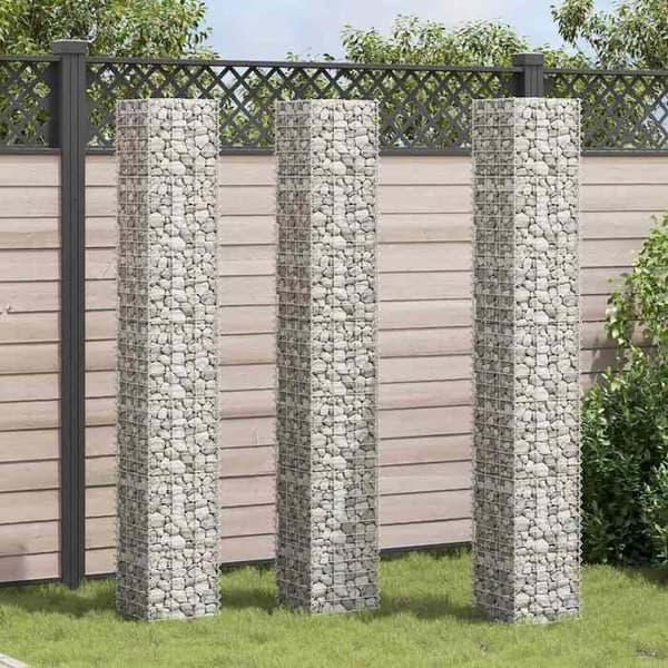 Maison Exclusive - Högsängar i gabion 3 st 30x30x200 cm Järn silver-