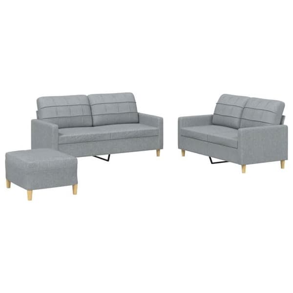 Maison Exclusive - Sæt af 3 sofaer med puder Lys grå Stof