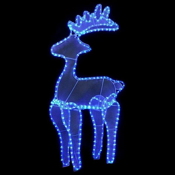 Julepynt - EKSKLUSIV HUS - Rensdyr 306 LED - Blå - 60x24x89 cm - PVC/stål Blå
