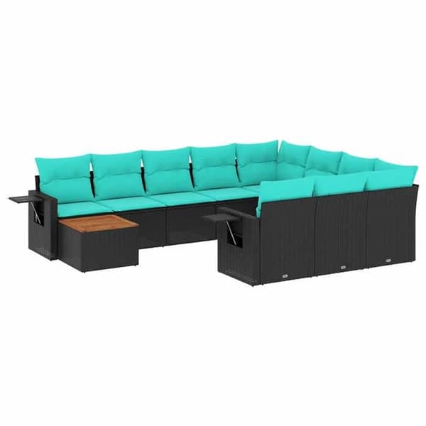 Havemøbel sæt - MAISON EXCLUSIVE - 11 dele - Modulerbart - Sort PE rattan - Sammenklappeligt akacietræ bord Svart