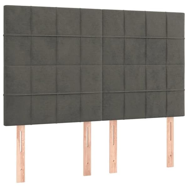 Maison Exclusive - LED Hovedgærde Mørkegrå 144x5x118/128 cm Velour mörkgrå
