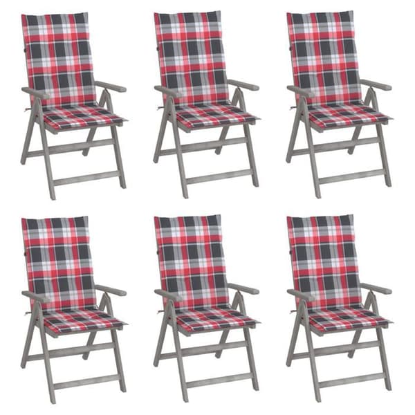 Maison Exclusive - Trädgårdsfällstolar set om 6 med kuddar i akaciaträ Tvättad grå