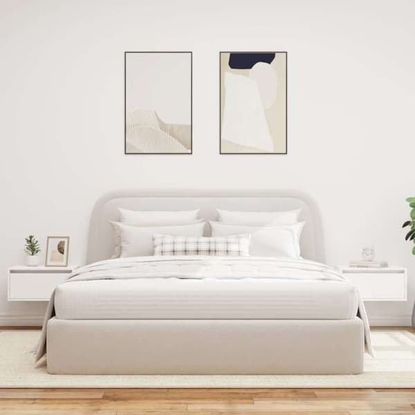 Maison Exclusive - Väggmonterade sängbord med LED-lampor 2 st vit