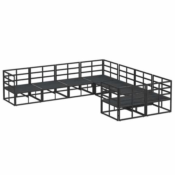 Maison Exclusive - 8-delars trädgårdsoff-set i svart stål Svart