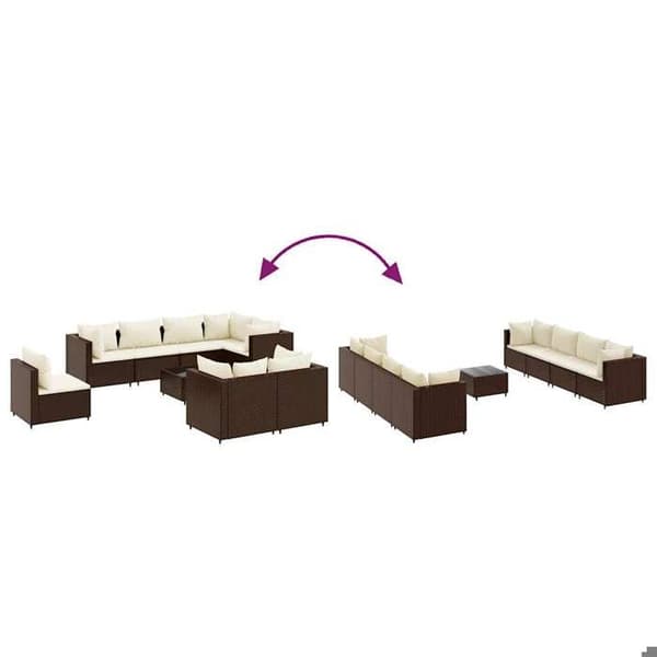 Maison Exclusive - Trädgårdsmöbler med kuddar 9 delar brun flätad resin