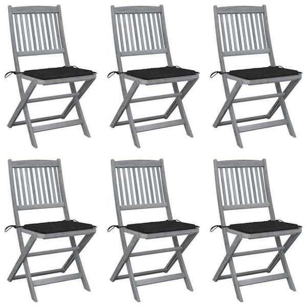 Maison Exclusive - Fällbara utomhusstolar set om 6 och kuddar i akaciaträ