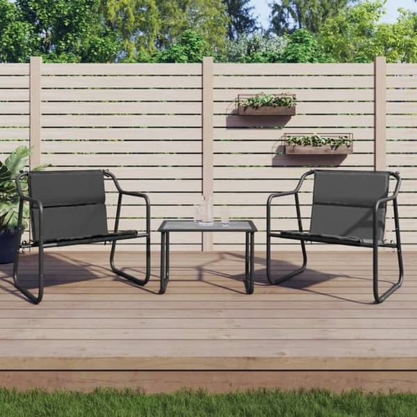 Maison Exclusive - Puutarhakalusteet tyynyillä 3 kpl antrasiitti teräs