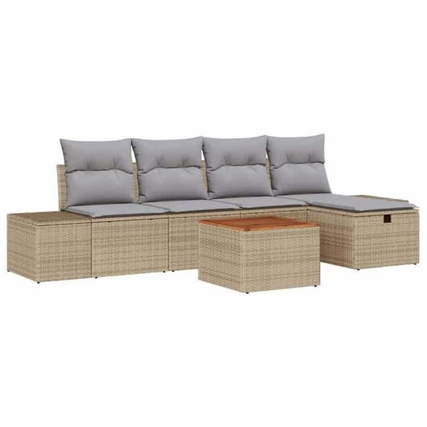 Maison Exclusive - 6 osan beige polyrottinkinen puutarhakalustesetti
