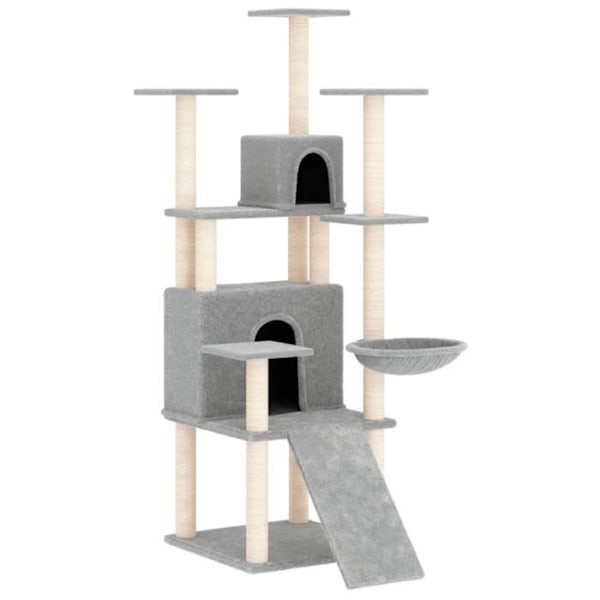 Kattträd - Ej specificerat - 154 cm - Ljusgrå - Konstruerat trä - Naturlig sisal Grå