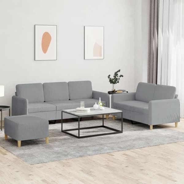 Maison Exclusive - 3-delars soffgrupp med kuddar Ljusgrå Tyg