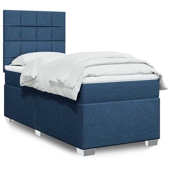 Maison Exclusive - Sengestel med springmadras Blå 90x200 cm Stof