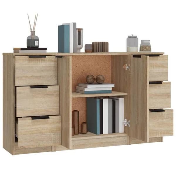 Maison Exclusive - 3 stk. Buffet Sonoma Eg Ingeniørtræ