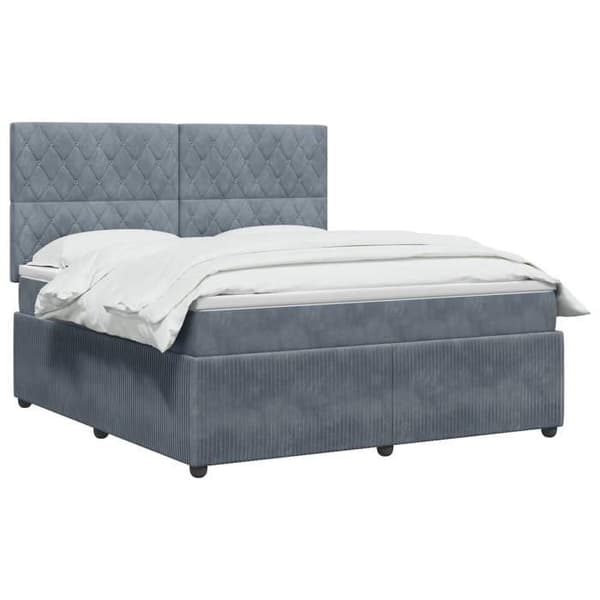 Maison Exclusive - Boxspring-sänky tummanharmaalla patjalla 160 x 200 cm Sametti Mörkgrå