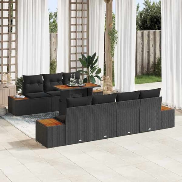Havemøbel sæt - MAISON EXCLUSIVE - 8 dele - Sort - Poly rattan - Modulerbart & holdbart Svart