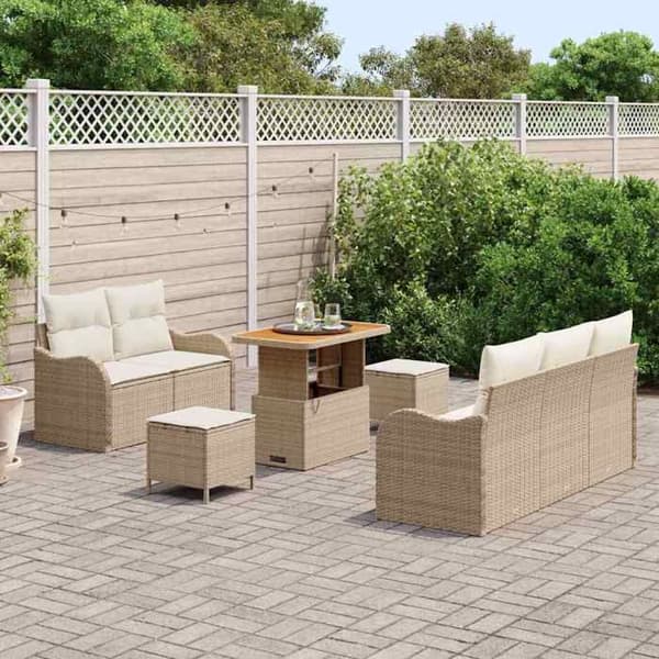Maison Exclusive - 8 osan beige polyrottinkinen puutarhakalustesetti