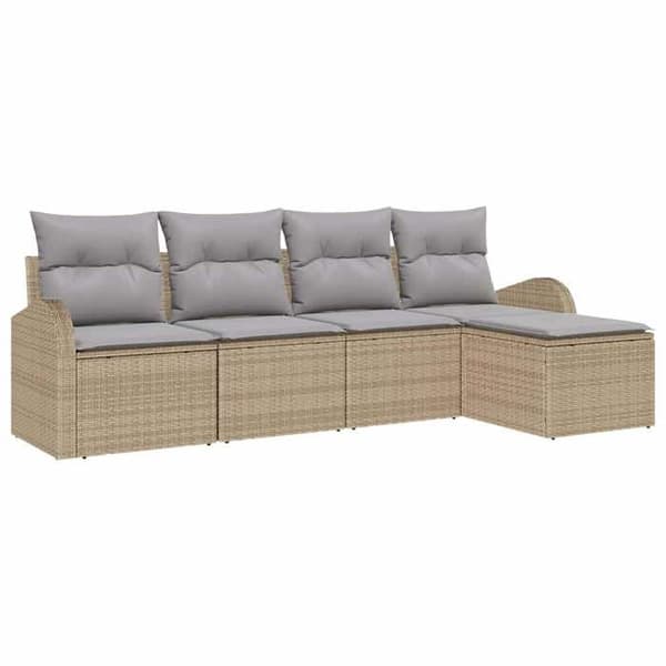 Maison Exclusive - 5 osan beige polyrottinkinen puutarhakalustesetti beige