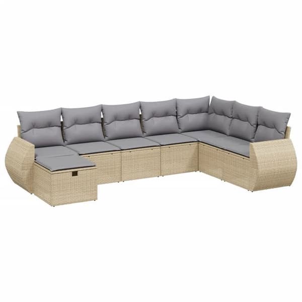 Maison Exclusive - Trädgårdsmöbler med kuddar 8 delar blandning beige flätad resin