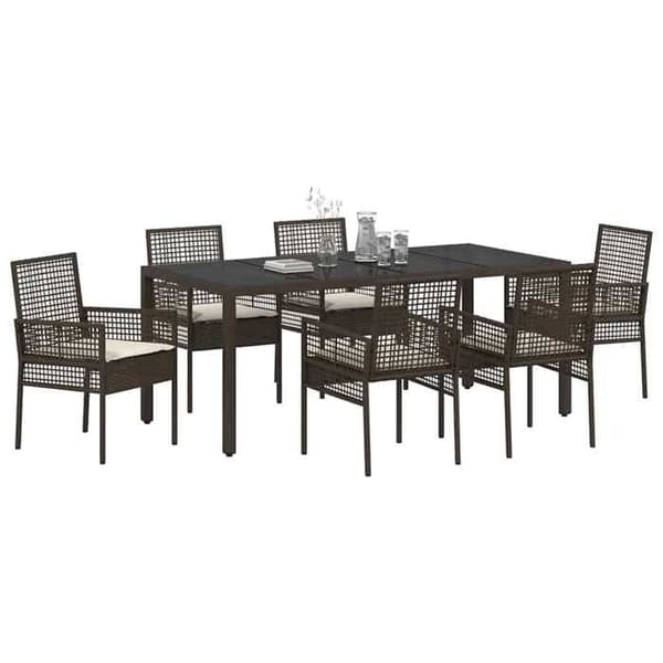 Maison Exclusive - 7 pc spisebordssæt til haven i brun polyrotin