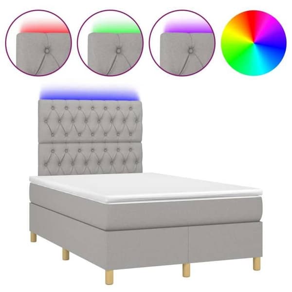 Maison Exclusive - Lamelseng madras og LED Lys Grå 120x200 cm