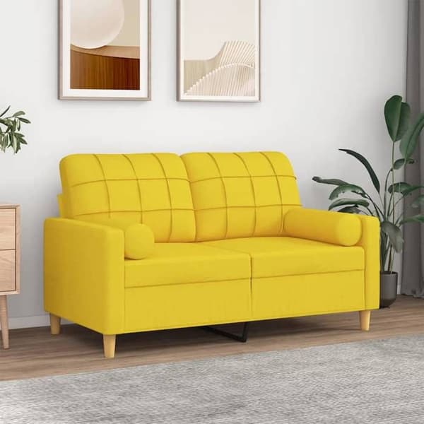 Soffa 2 platser - Maison Exclusive - Polyester tyg - Robust metallram - Ljusgul Ljus gul