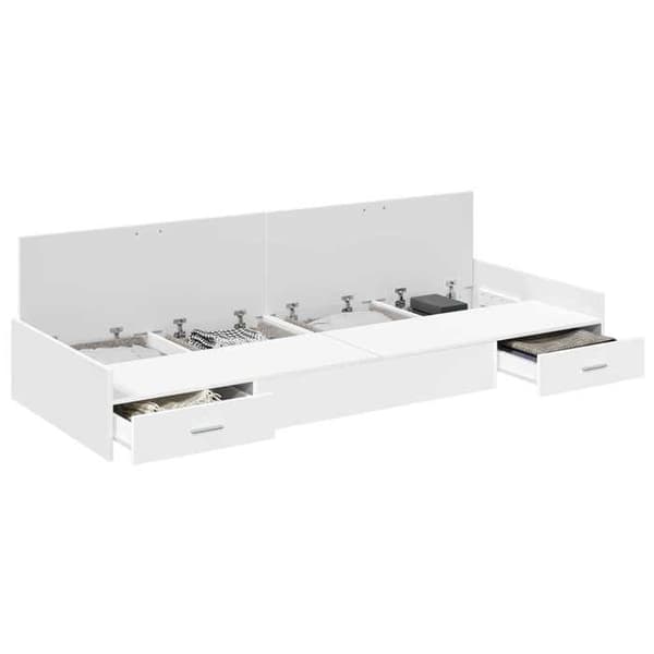Maison Exclusive - Sängram med låda Vit 90 x 200 cm Ingenjörsträ