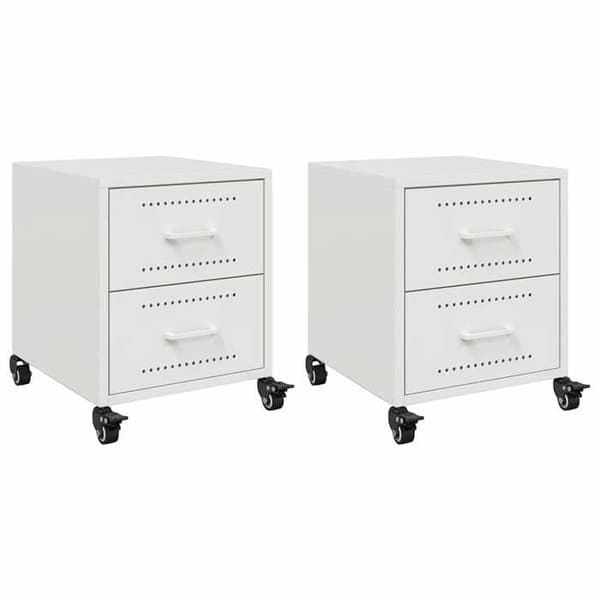 Maison Exclusive - Sängbord 2 st vit 36x39x43,5 cm stål