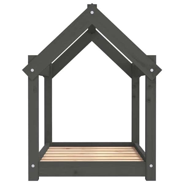 Hundeseng - EKSKLUSIV HUS - 71x55x70 cm - Massivt fyrretræ - Grå - Rektangulær Grå