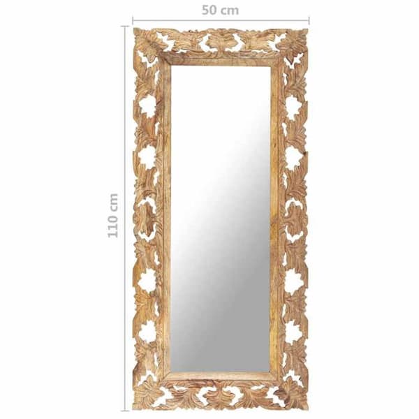 Maison Exclusive - Håndskåret spejl Brun 110x50 cm Mango træ brun