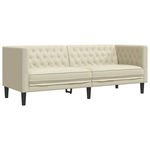 Maison Exclusive - Chesterfield sofa sæt 3 dele creme kunstlæder