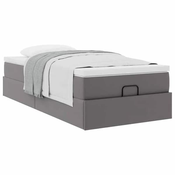 Maison Exclusive - Ottoman sengestel med grå madras 80x200 cm i kunstlæder grå