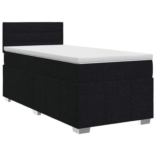 Maison Exclusive - Boxspring seng med madras Sort 90 x 200 cm Stof Svart