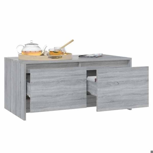 Bord - EKSKLUSIV HUS - Sonoma grå 90x50x41,5 cm - Ingeniørtræ - 2 skuffer - Rektangulær Sonoma grå