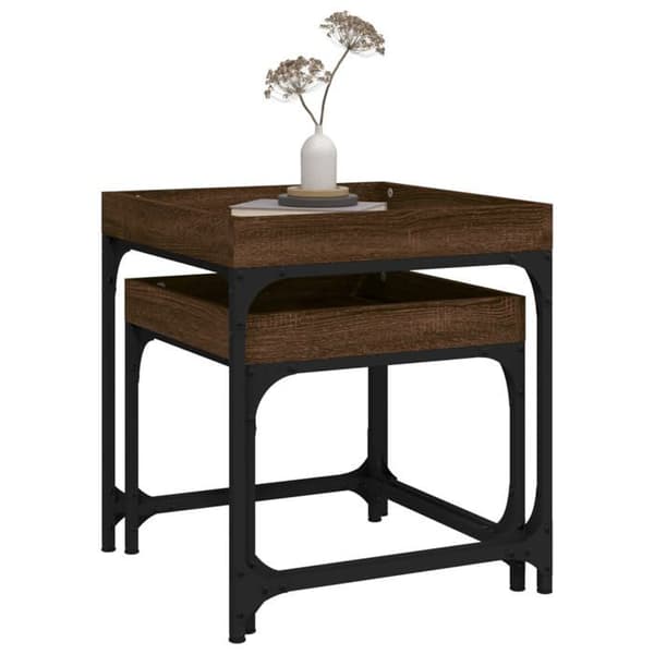Maison Exclusive - 2 stk. sideborde i brun eg, ingeniørtræ Brun ek