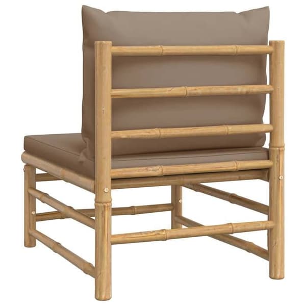 Maison Exclusive - Central trädgårdssoffa med taupe kuddar i bambu Mol