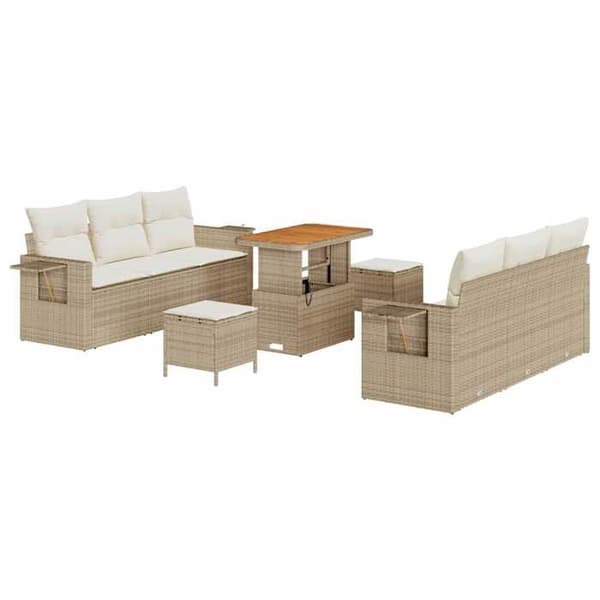 Maison Exclusive - Beige polyrottinkinen puutarhakalustesetti