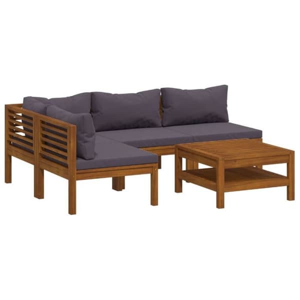 Maison Exclusive - Havegruppe 5 stk med pude i solid akacietræ
