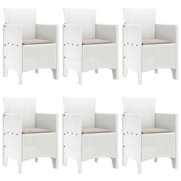 Maison Exclusive - 7 pc spisebordssæt til haven Hvid Rattan Polt Vit