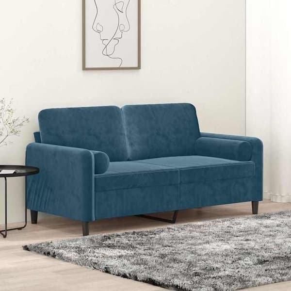 Maison Exclusive - 2-personers sofa med blå dekorative puder 140 cm velour Blå
