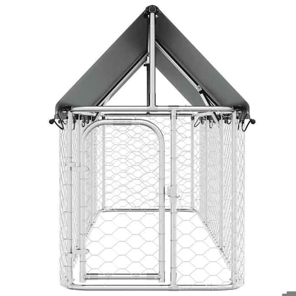 Maison Exclusive - Ulkoilma koirankoppi katolla 400x100x150 cm Silver