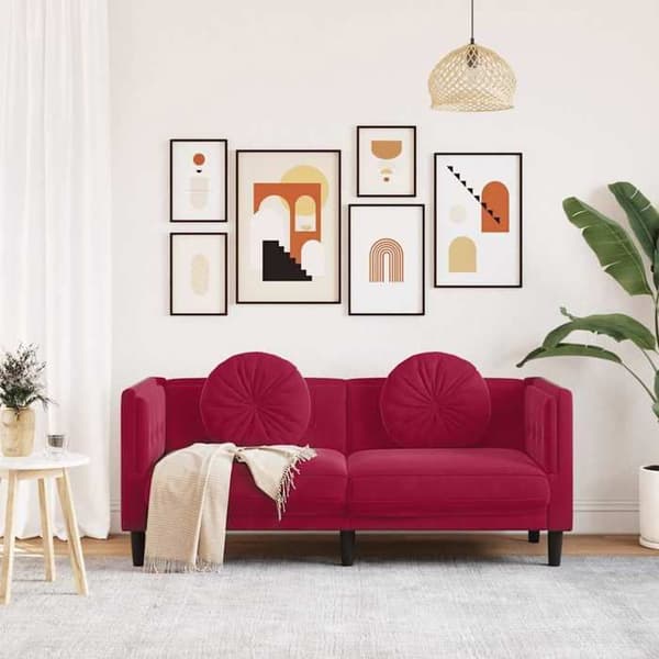 Maison Exclusive - Soffa med kuddar 2 platser röd vinröd sammet Röd Bordeaux