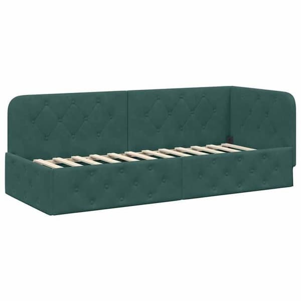 Maison Exclusive - Mörkgrön hörnsängram 80 x 200 cm Sammet Mörkgrön