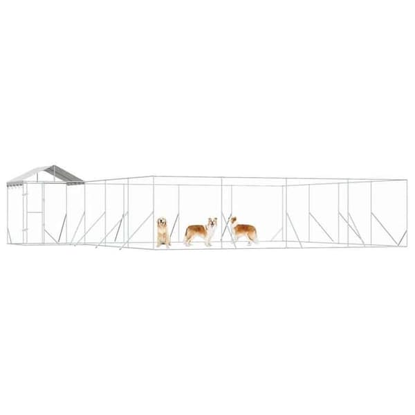 Exklusivt hus - Utomhus hundbur med silvertak 10x8x2,5 m