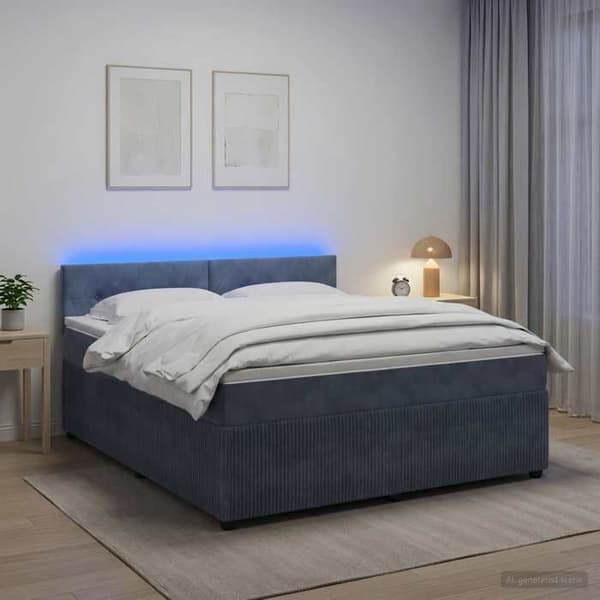 Maison Exclusive - Boxspring säng med madrass Mörkgrå 140 x 190 cm Sammet Mörkgrå